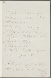 Emily Dickinson, Amherst, Mass., autograph manuscript poem: The Mind lives on the Heart, 1876