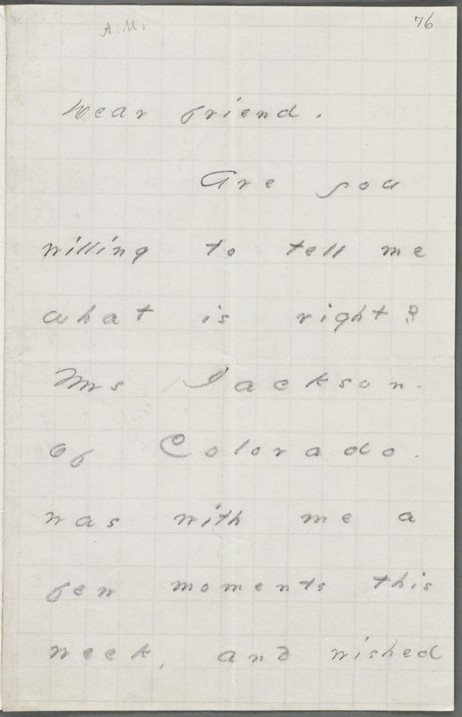 Emily Dickinson, Amherst, Mass., autograph letter to Thomas Wentworth Higginson, October 1876
