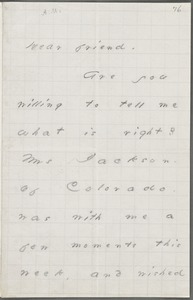 Emily Dickinson, Amherst, Mass., autograph letter to Thomas Wentworth Higginson, October 1876