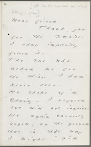 Your Scholar (Emily Dickinson), Amherst, Mass., autograph letter signed to Thomas Wentworth Higginson, November 1880