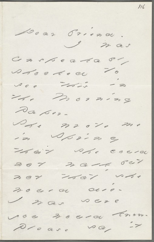 Your Scholar (Emily Dickinson), Amherst, Mass., autograph letter signed to Thomas Wentworth Higginson, 6 August 1885