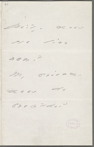 Emily Dickinson, Amherst, Mass., autograph note to Thomas Wentworth Higginson, May 1886
