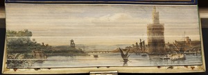 River scene with boats and bridge