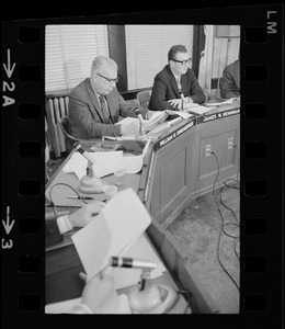 William H. Ohrenberger and James W. Hennigan Jr. at Boston School Committee meeting