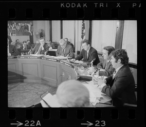 John J. McDonough, William H. Ohrenberger, James W. Hennigan Jr., John J. Kerrigan, and Paul J. Ellison at Boston School Committee meeting