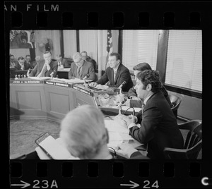 John J. McDonough, William H. Ohrenberger, James W. Hennigan Jr., John J. Kerrigan, and Paul J. Ellison at Boston School Committee meeting