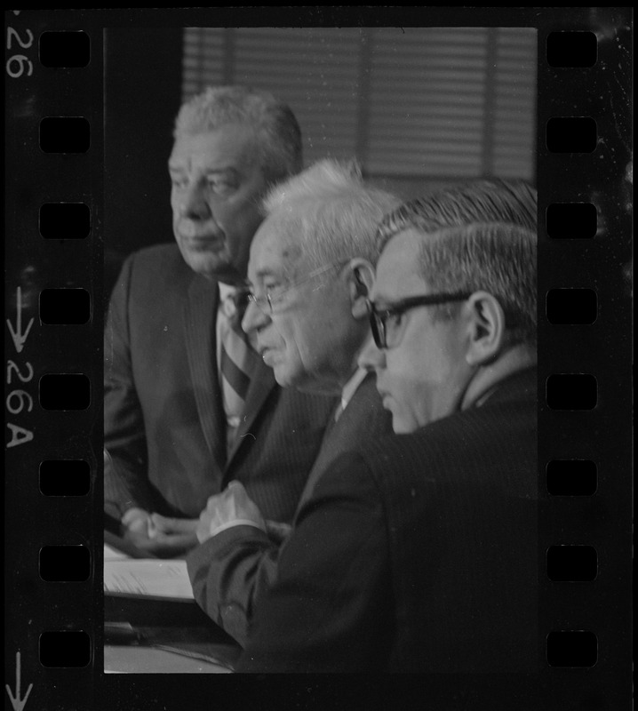 William H. Ohrenberger, Joseph Lee, and John J. Craven at Boston School Committee meeting