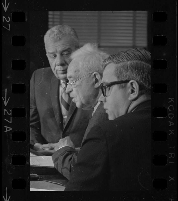 William H. Ohrenberger, Joseph Lee, and John J. Craven at Boston School Committee meeting