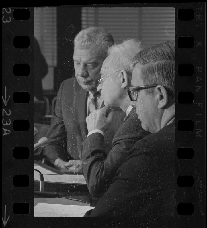 William H. Ohrenberger, Joseph Lee, and John J. Craven at Boston School Committee meeting