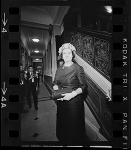 Louise Day Hicks after meeting with Gov. John Volpe