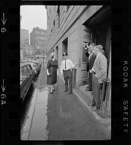 Louise Day Hicks after meeting with Gov. John Volpe