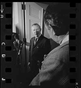 Gov. John Volpe after meeting with Louise Day Hicks