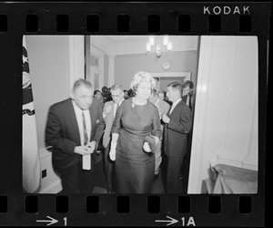 Louise Day Hicks after meeting with Gov. John Volpe