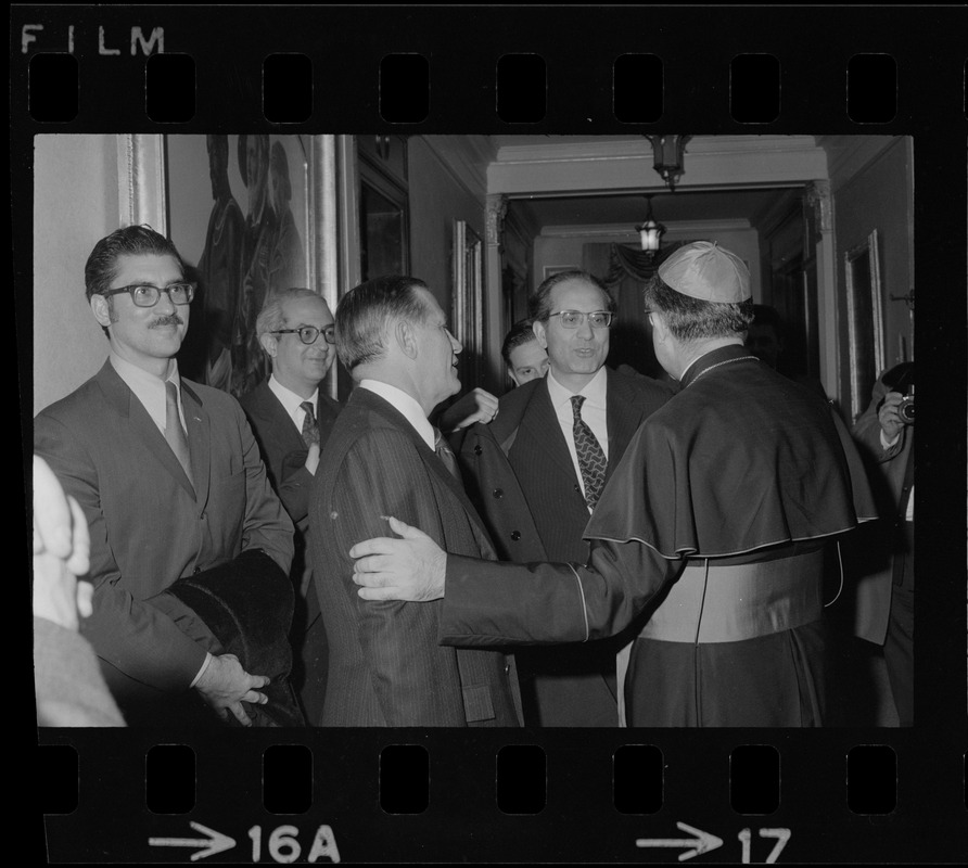 Italian Prime Minister Emilio Colombo visiting Archbishop Humberto S. Medeiros