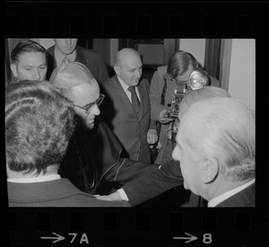 Italian Prime Minister Emilio Colombo visiting Archbishop Humberto S. Medeiros