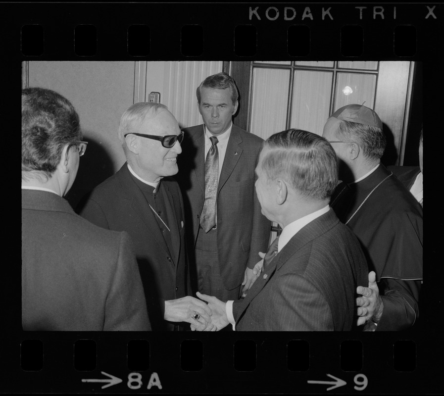 Italian Prime Minister Emilio Colombo visiting Archbishop Humberto S. Medeiros