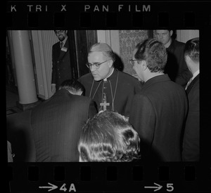 Italian Prime Minister Emilio Colombo visiting Archbishop Humberto S. Medeiros