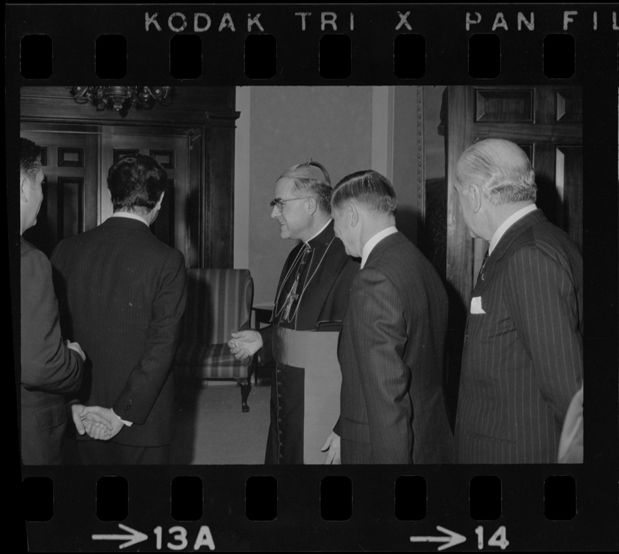 Italian Prime Minister Emilio Colombo visiting Archbishop Humberto S. Medeiros