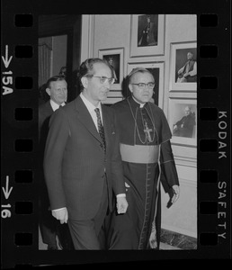 Italian Prime Minister Emilio Colombo visiting Archbishop Humberto S. Medeiros