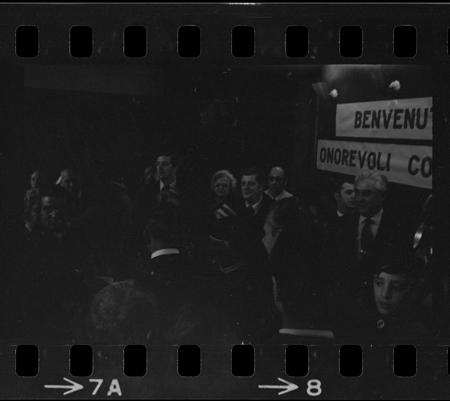 Italian Prime Minister Emilio Colombo arriving at Logan Airport