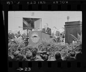 Mayor John Collins delivering inaugural address