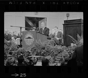 Mayor John Collins delivering inaugural address