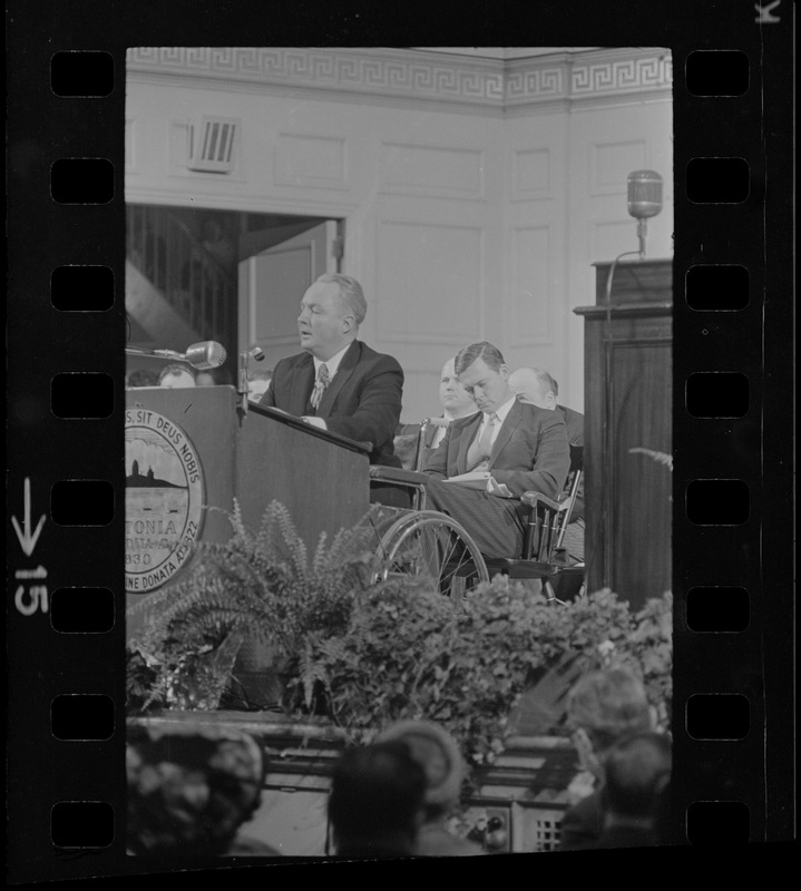 Mayor John Collins delivering inaugural address