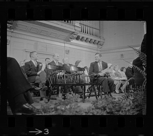 Peter F. Hines, John J. Tierney, George Foley, William Foley, Katherine Craven, and Endicott Peabody at Mayor John Collins' inauguration