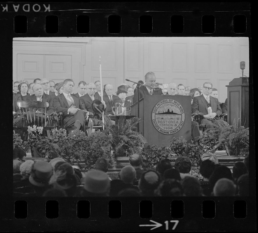 Mayor John Collins delivering inaugural address - Digital Commonwealth