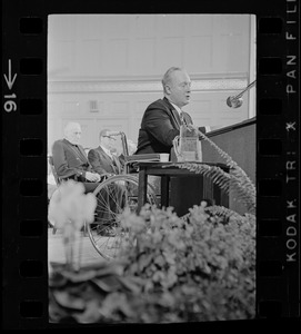 Mayor John Collins delivering inaugural address