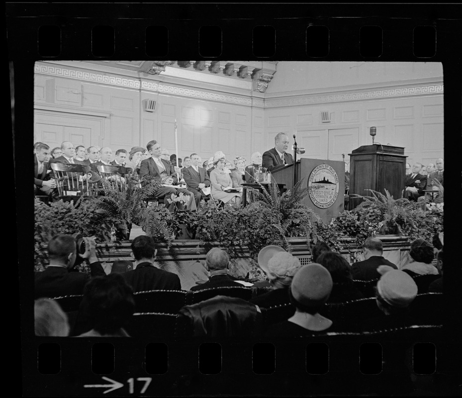 Mayor John Collins delivering inaugural address