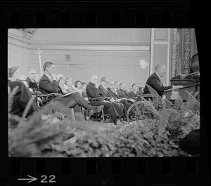 Mayor John Collins delivering inaugural address