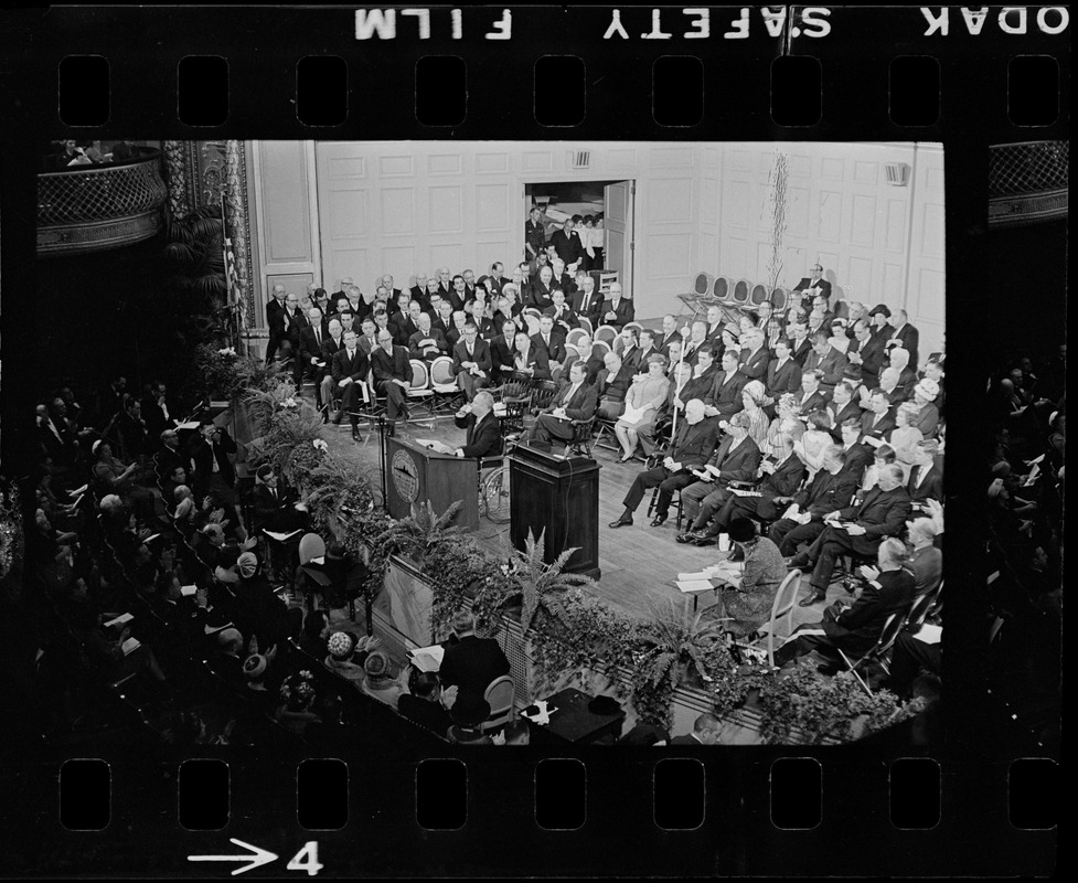 Mayor John Collins delivering inaugural address