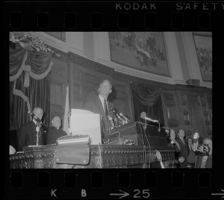 Gov. Francis Sargent addressing Massachusetts House of Representatives