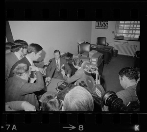 Massachusetts House Minority Leader Francis Hatch speaking to reporters