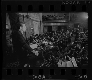 Re-elected Speaker David Bartley addresses House of Representatives as 1971 session of the Great and General Court of the Commonwealth opens