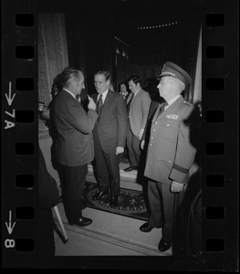 Gov. Francis Sargent speaking to a reporter