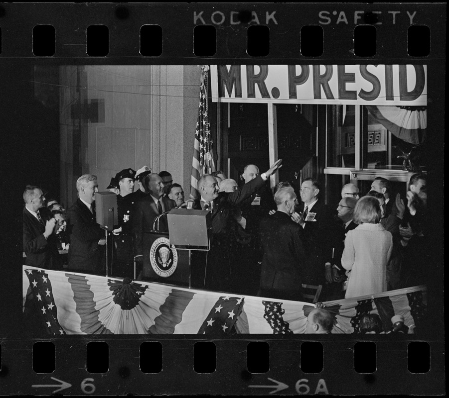 Lyndon Johnson campaign rally in Post Office Square