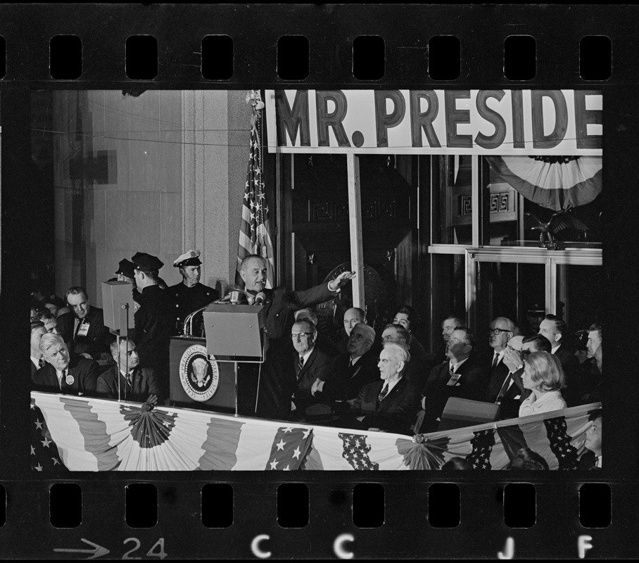 Lyndon Johnson campaign rally in Post Office Square