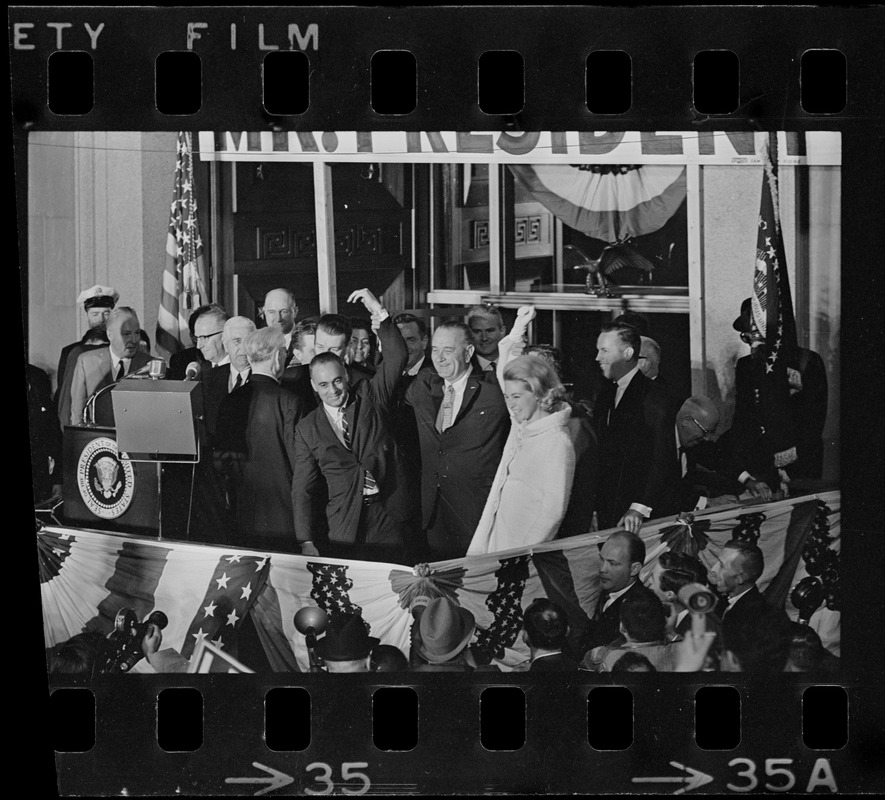 Lyndon Johnson campaign rally in Post Office Square - Digital Commonwealth