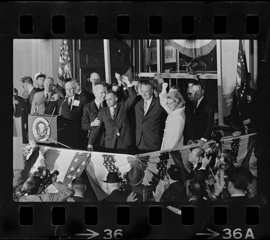 Lyndon Johnson campaign rally in Post Office Square