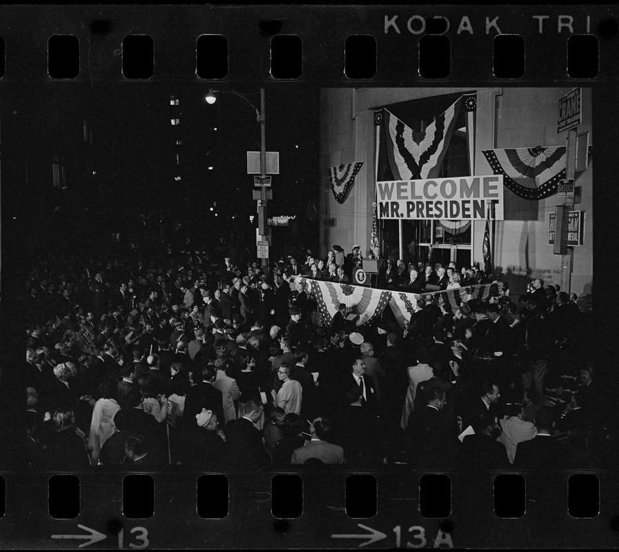 Lyndon Johnson campaign rally in Post Office Square