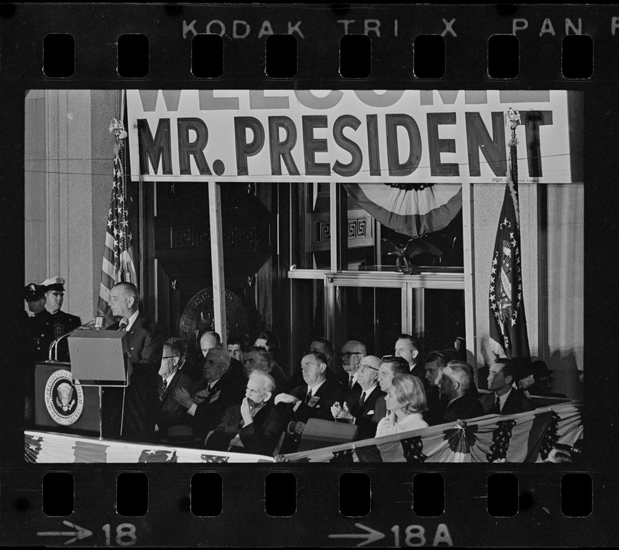 Lyndon Johnson campaign rally in Post Office Square - Digital Commonwealth