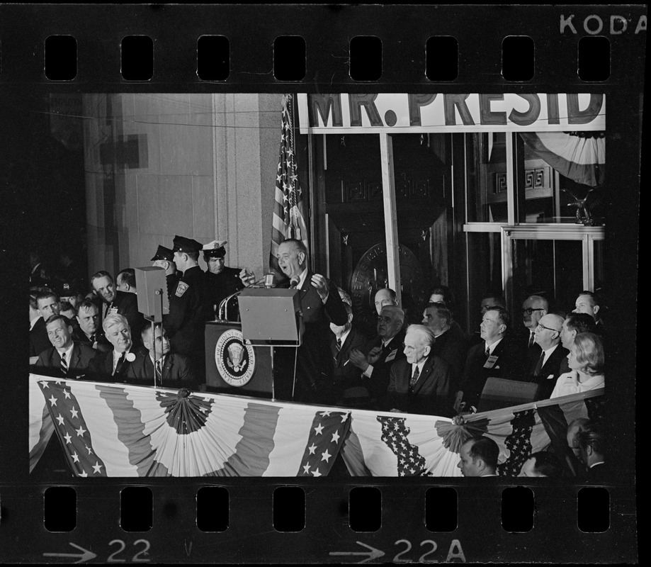 Lyndon Johnson campaign rally in Post Office Square - Digital Commonwealth