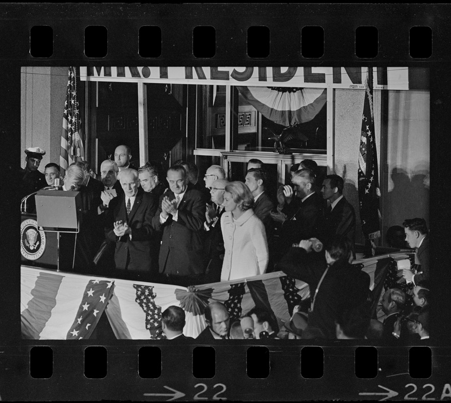 Lyndon Johnson campaign rally in Post Office Square