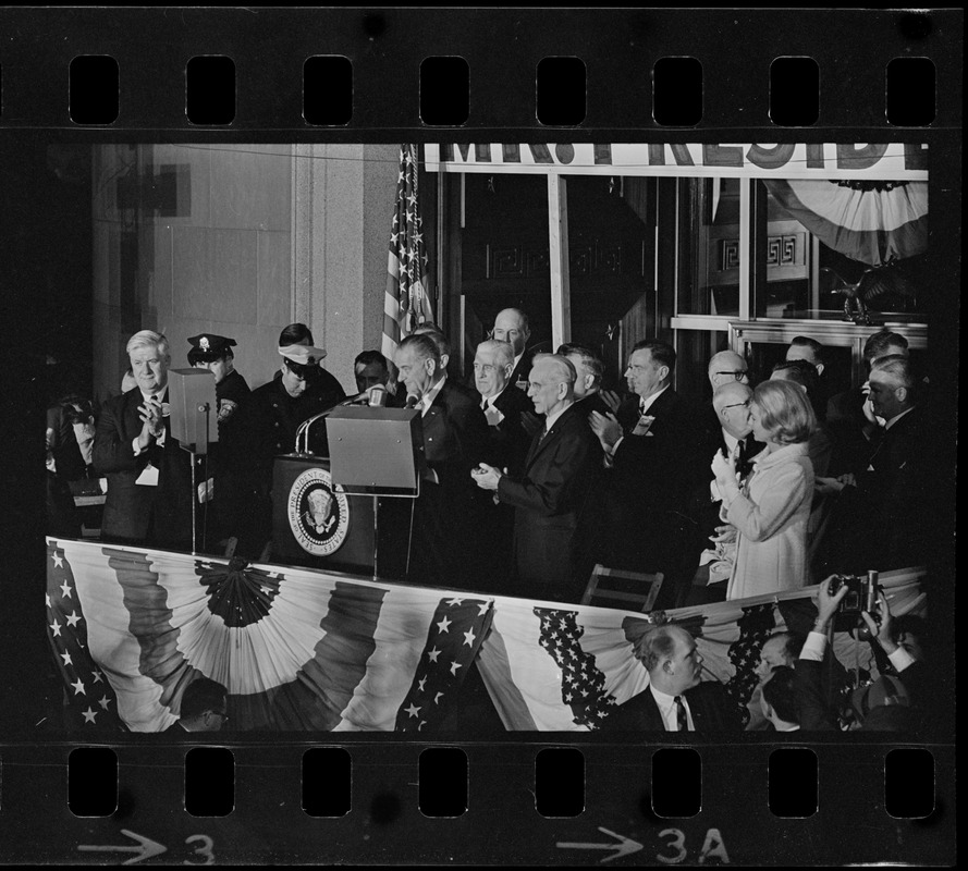 Lyndon Johnson campaign rally in Post Office Square - Digital Commonwealth