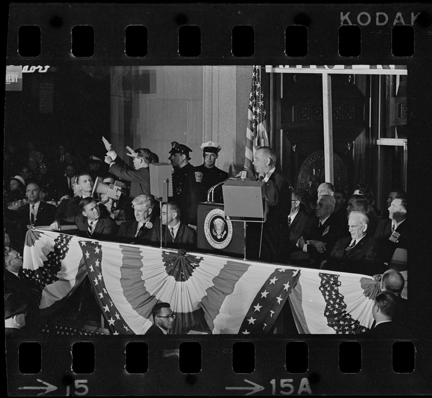 Lyndon Johnson campaign rally in Post Office Square - Digital Commonwealth