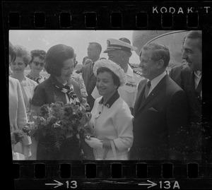 Lady Bird Johnson, Jennie Volpe, and Gov. John Volpe at Logan Airport