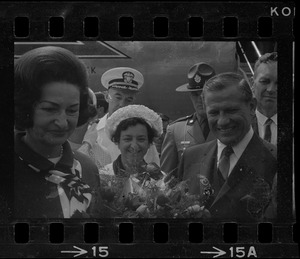 Lady Bird Johnson, Jennie Volpe, and Gov. John Volpe at Logan Airport