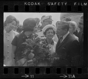 Lady Bird Johnson, Jennie Volpe, and Gov. John Volpe at Logan Airport